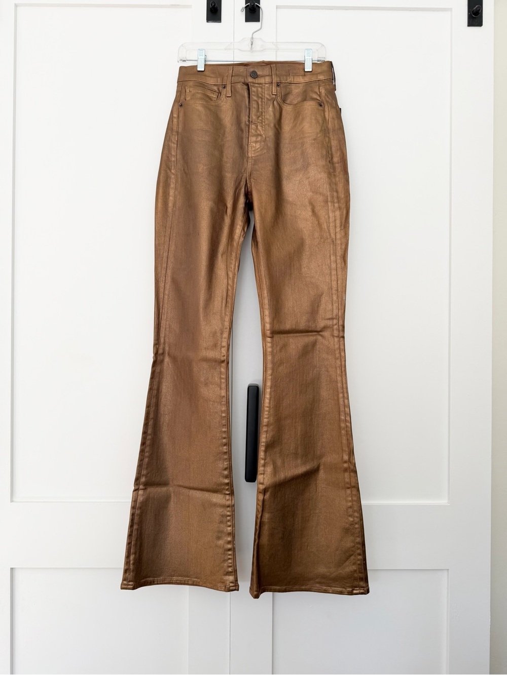 Veronica Beard Metallic Copper Flare Jeans - Women's Wide Leg